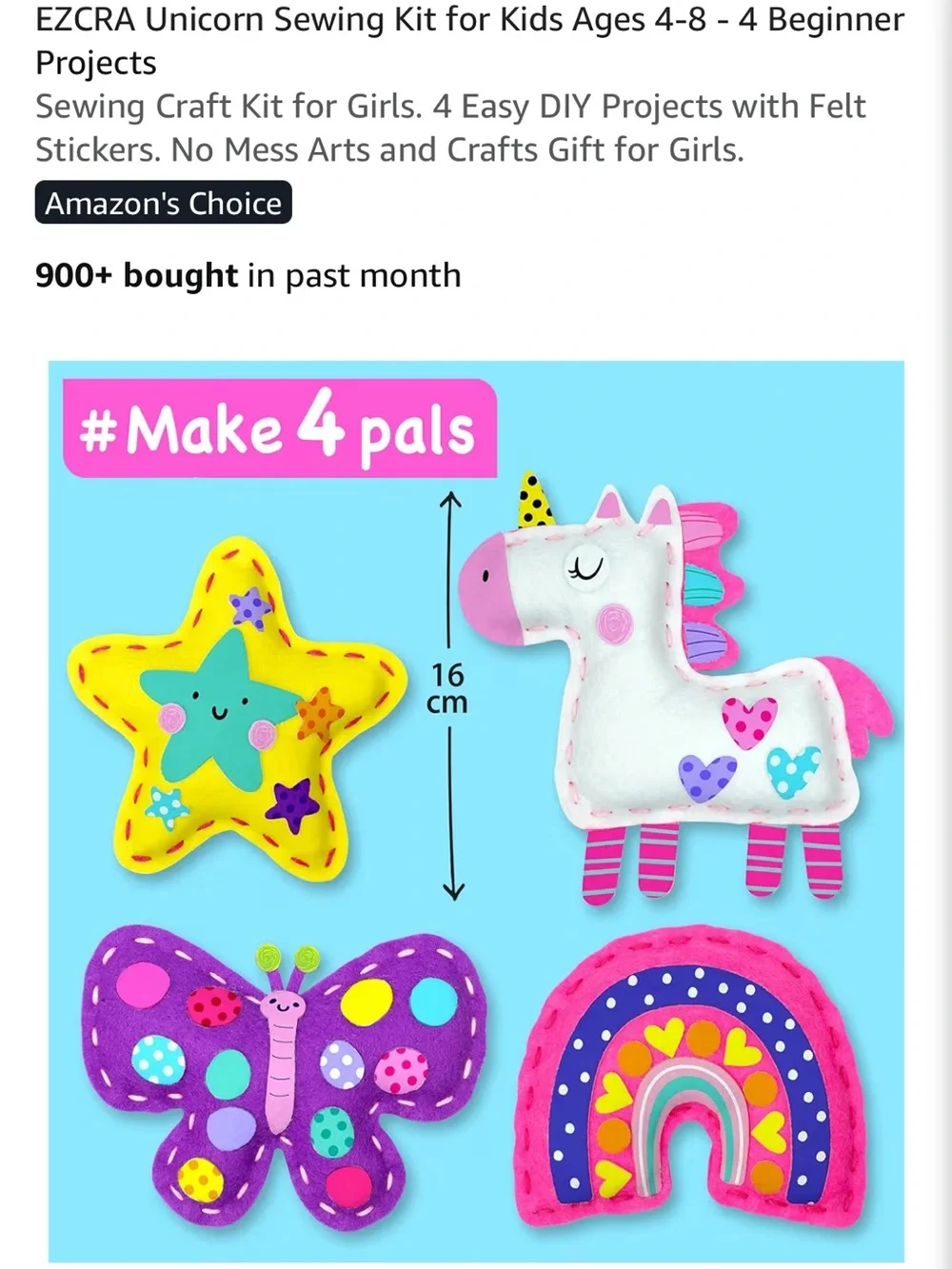 EZCRA Unicorn Sewing Kit Sewing Craft Kit Arts and Crafts Gift for Girls.